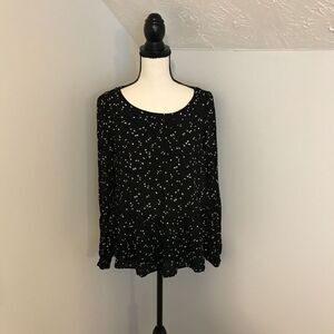 Anthropologie Maeve Cheyenne Peplum Black and White Dot Blouse